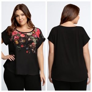 Torrid 3x Floral Knit To Woven Top